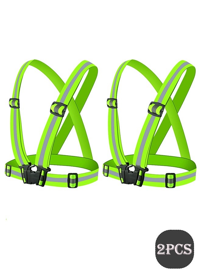 LJRN 2Pcs Reflective Safety Vest Running Gear, Lightweight Mesh Fabric, Adjustable Safety Vest, Outdoor Reflective Belt High Visibility for Night Running, Jogging, Walking, Cycling, Motorcycle  - Image 1