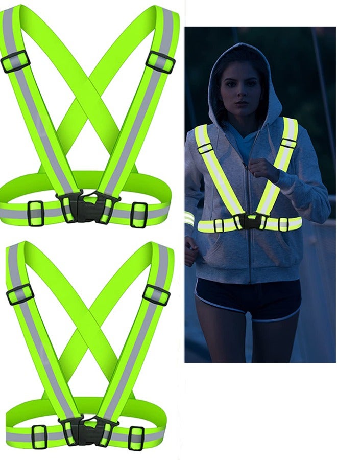 LJRN 2Pcs Reflective Safety Vest Running Gear, Lightweight Mesh Fabric, Adjustable Safety Vest, Outdoor Reflective Belt High Visibility for Night Running, Jogging, Walking, Cycling, Motorcycle  - Image 4