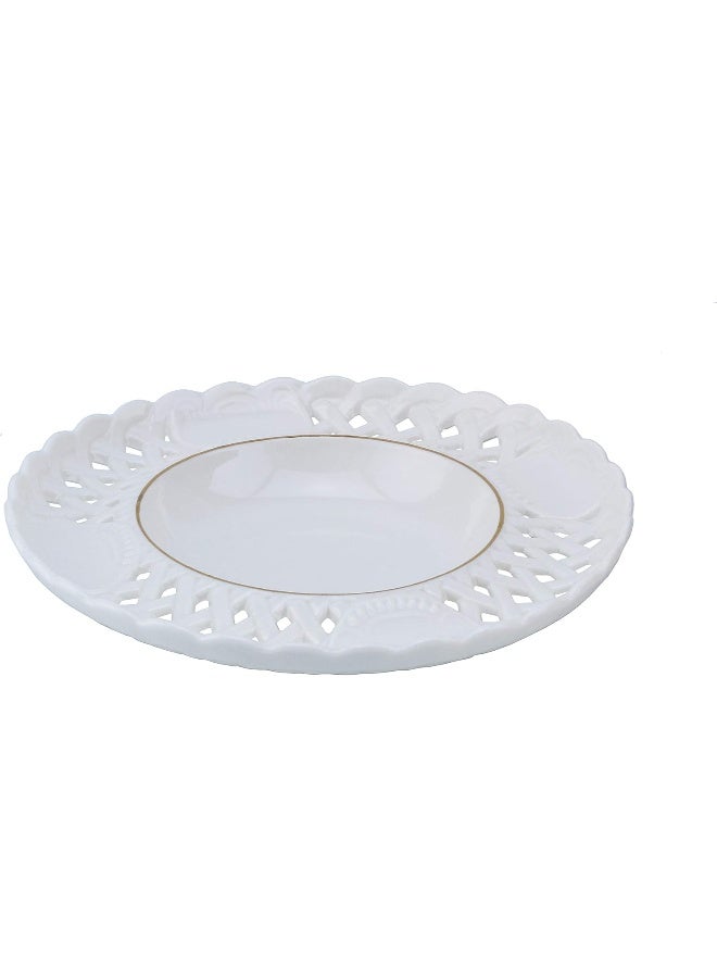 Shallow Bone China Tea Cup & Saucer Set, White/Gold, 220ml, 12 Pieces (6 Cups & 6 Saucer) - Image 2