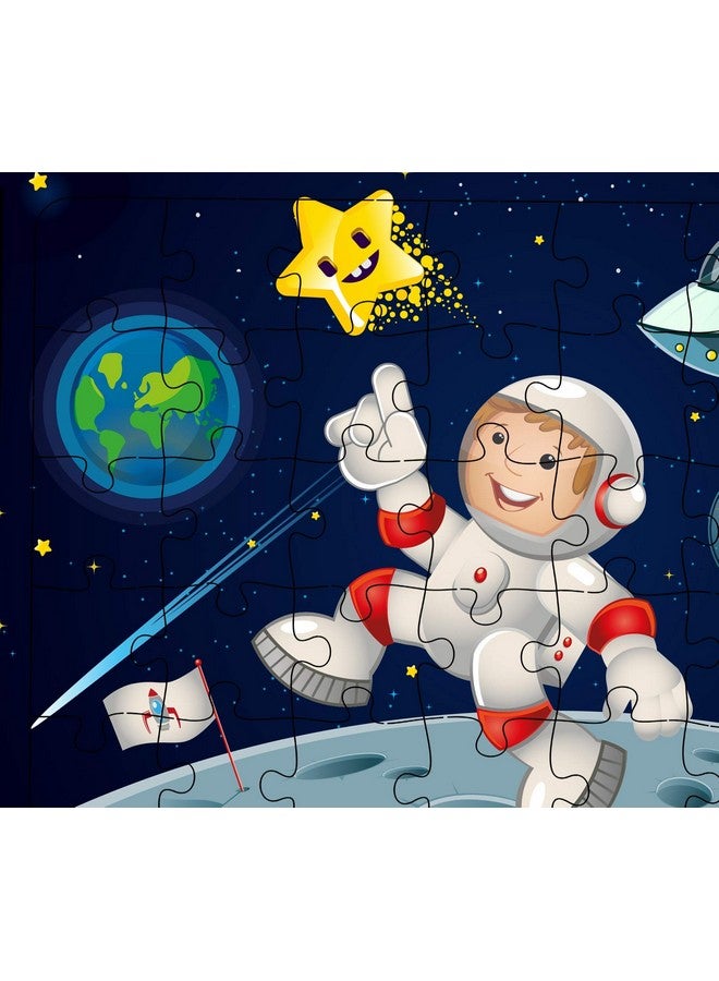 Fiddlys 40 Pcs Paperless Wooden Jigsaw Puzzle for Boys & Girls Learning Educational Toy for 4 Years and Above (The Astronaut) - Image 2