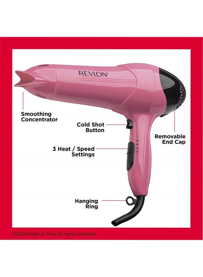 Revlon 1875W Lightweight Hair Dryer | For Easy Smooth Styling (Pink) - Image 5