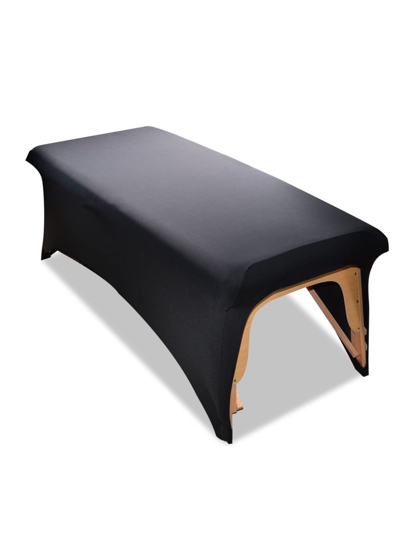 6ft Black Spandex Tablecloth Stretch Fitted Rectangular Table Cover for Party, Banquet, Wedding  - Image 1