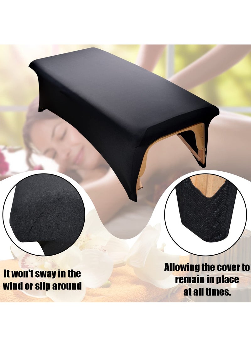 6ft Black Spandex Tablecloth Stretch Fitted Rectangular Table Cover for Party, Banquet, Wedding  - Image 3