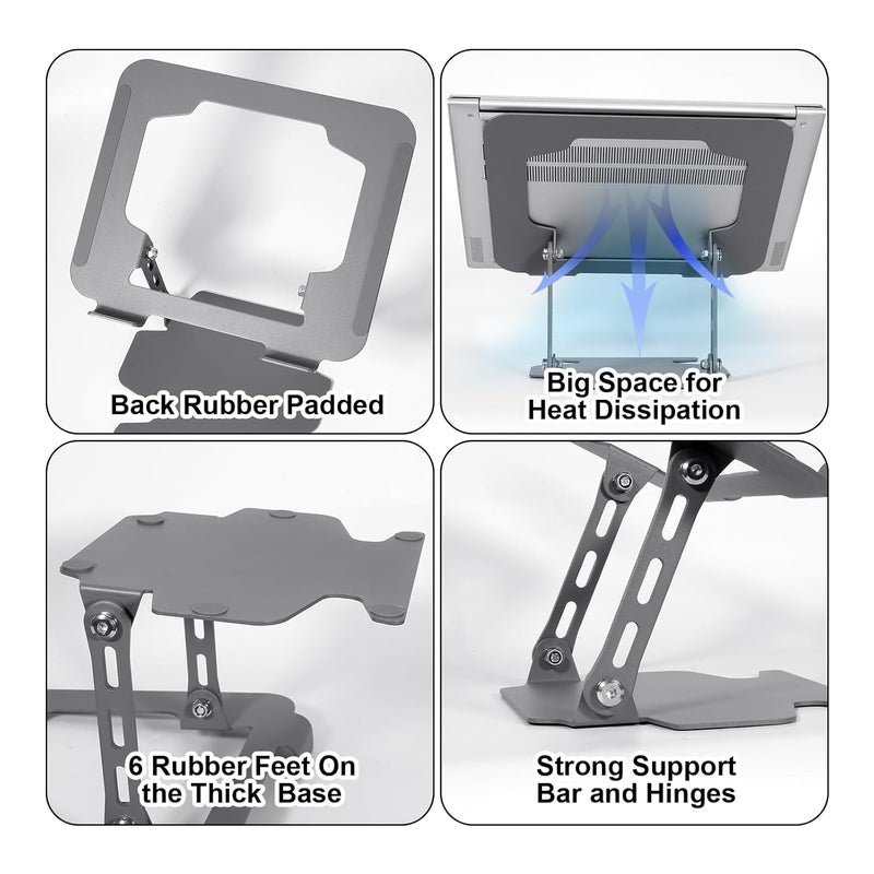 LifHap Laptop StandPortable Ergonomic Laptop Riser for DeskAdjustable Foldable Carbon Steel Computer Stand Holder for 10 to 16 Inches Notebook Computer - Image 5