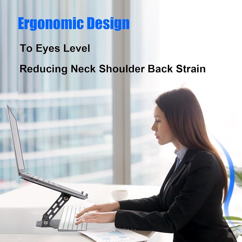 LifHap Laptop StandPortable Ergonomic Laptop Riser for DeskAdjustable Foldable Carbon Steel Computer Stand Holder for 10 to 16 Inches Notebook Computer - Image 2