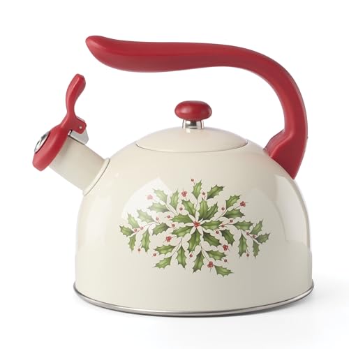 Lenox 897976 Holiday Metal Tea Kettle Christmas Festive Kitchen Decor - Image 1