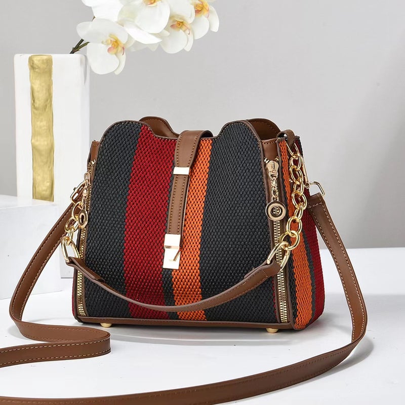 New Bag Splicing Color All-Match Large-Capacity Fashion Handbag High-End All-Match Commuter Tote Bag - Image 4