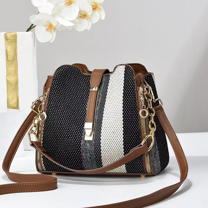 New Bag Splicing Color All-Match Large-Capacity Fashion Handbag High-End All-Match Commuter Tote Bag - Image 2