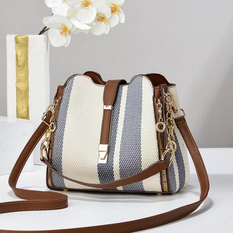 New Bag Splicing Color All-Match Large-Capacity Fashion Handbag High-End All-Match Commuter Tote Bag - Image 1