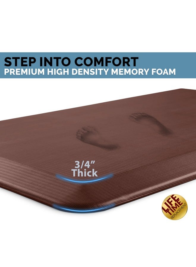 كومفي لايف سجادة أرضية مقاومة للتعب من كومفي لايف - سجادات مطبخ بسمك 3/4 بوصة للأرضية، سجادة مكتب قائمة، سجادة مطبخ - مريحة في المنزل والمكتب - متينة - مقاومة للبقع - قاعدة غير قابلة للانزلاق (20 بوصة × 32 بوصة، بني) - Image 1