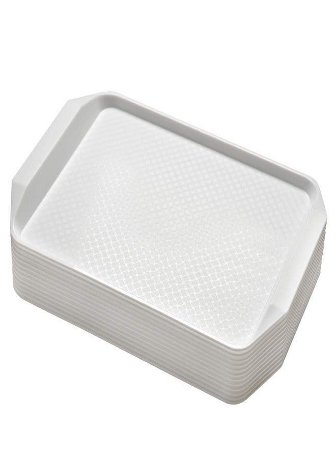 Aebeky 12-Piece White Plastic Fast Food Serving Trays,16.83 by 11.92-Inch - Image 1
