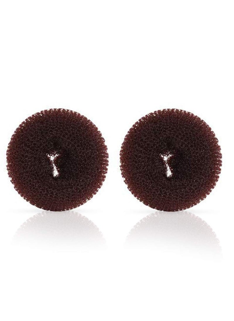 NICEMOVIC Extra Ring Style Hair Donut Shaper for Kids, 2PCS Chignon Bun Maker for Short and Thin Hair (2.5 Inch, Brown)  - Image 1