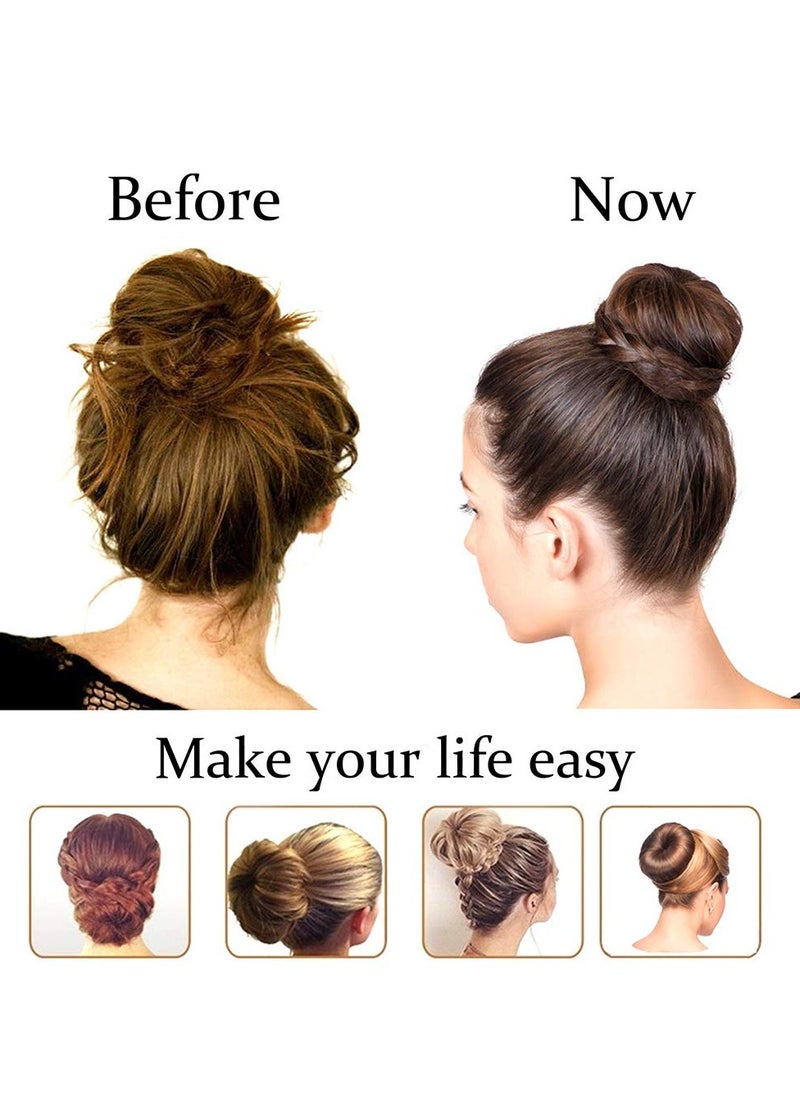 NICEMOVIC Extra Ring Style Hair Donut Shaper for Kids, 2PCS Chignon Bun Maker for Short and Thin Hair (2.5 Inch, Brown)  - Image 2