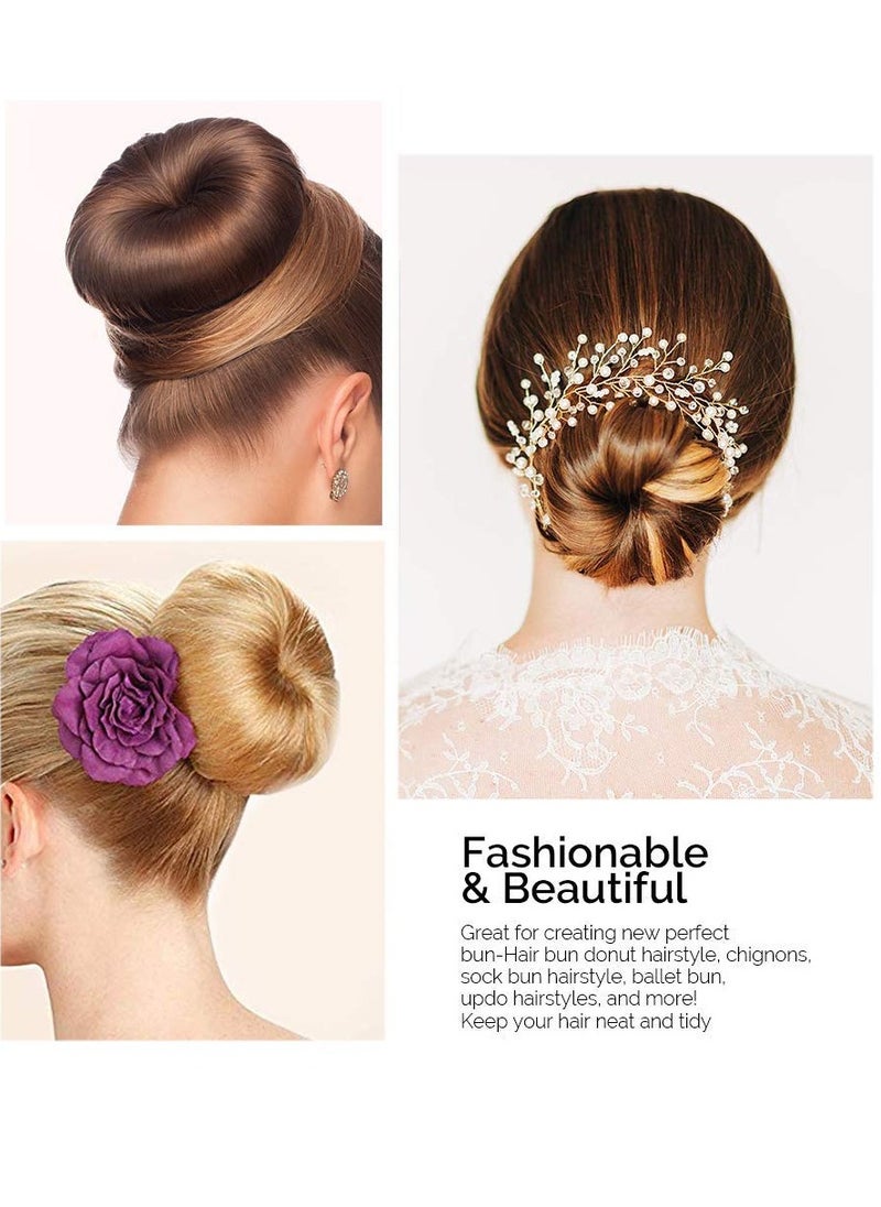 NICEMOVIC Extra Ring Style Hair Donut Shaper for Kids, 2PCS Chignon Bun Maker for Short and Thin Hair (2.5 Inch, Brown)  - Image 3