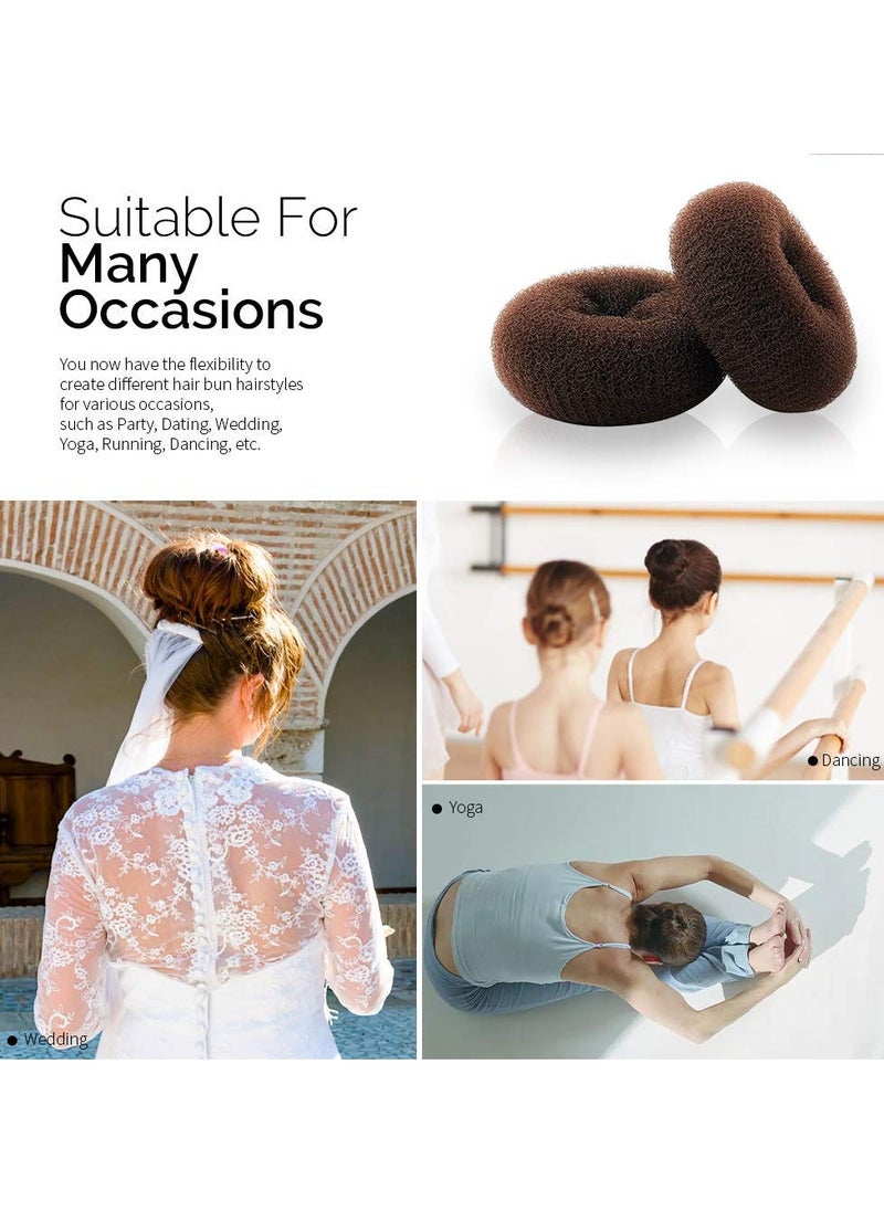 NICEMOVIC Extra Ring Style Hair Donut Shaper for Kids, 2PCS Chignon Bun Maker for Short and Thin Hair (2.5 Inch, Brown)  - Image 4