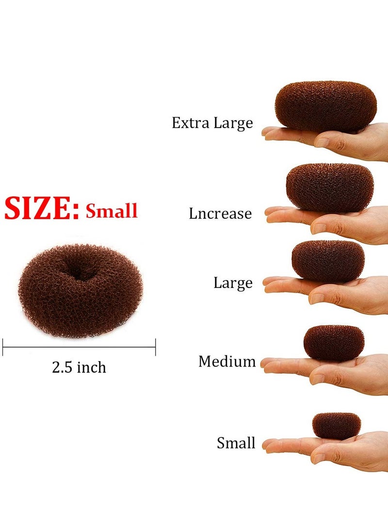 NICEMOVIC Extra Ring Style Hair Donut Shaper for Kids, 2PCS Chignon Bun Maker for Short and Thin Hair (2.5 Inch, Brown)  - Image 5