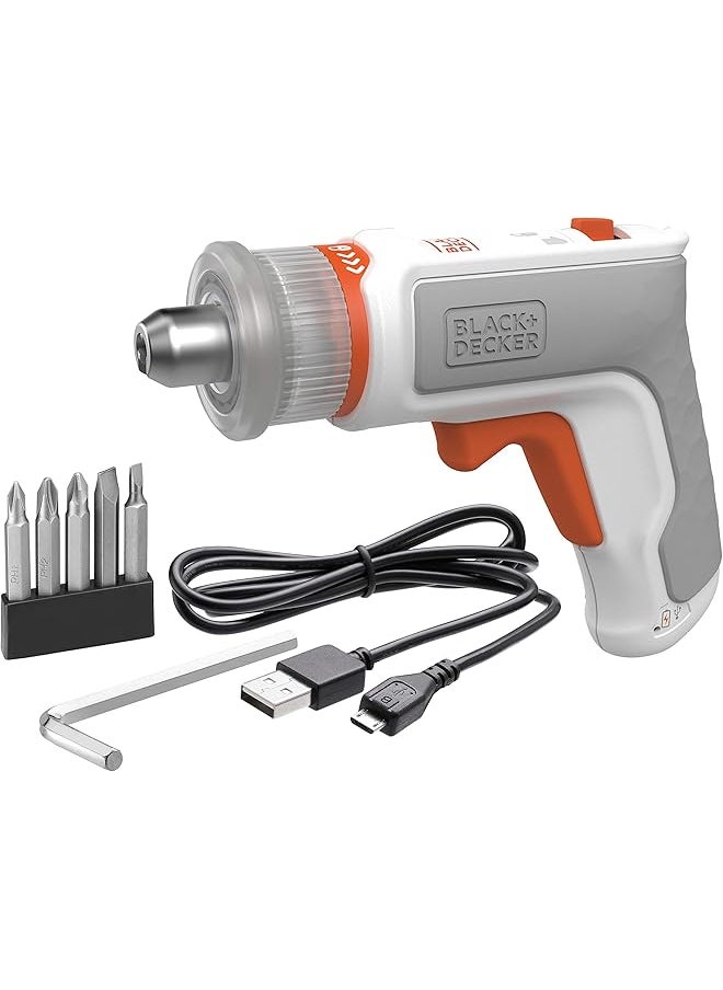 BLACK+DECKER - Cordless Universal Hexdriver 3.6V Li Ion Furniture Assembly Tool Kit Patented Chuck Ergonomic Led Charge Indicator Dual Direction Functionality Orange White Bcrta01 B5 - Image 1