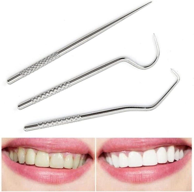 KLIVE Dental- Tools, 7 in 1 Stainless Steel Teeth Cleaning Tool Kit, Dental Hygiene Kit Toothpicks Cleaning Picks Flosser for Teeth Braces Cleaning Tools (1pcs) - Image 2