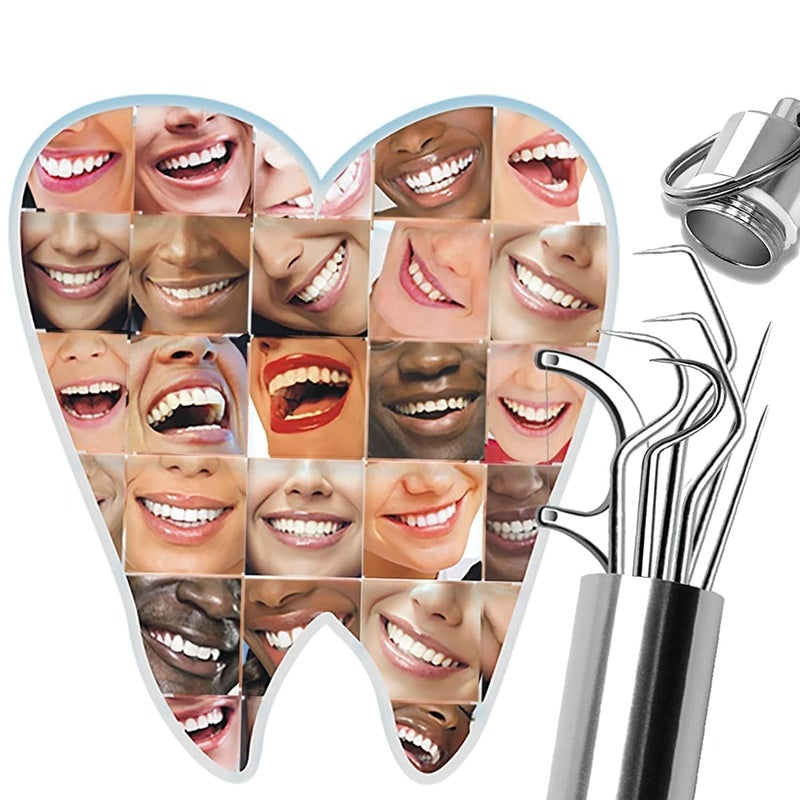 KLIVE Dental- Tools, 7 in 1 Stainless Steel Teeth Cleaning Tool Kit, Dental Hygiene Kit Toothpicks Cleaning Picks Flosser for Teeth Braces Cleaning Tools (1pcs) - Image 4