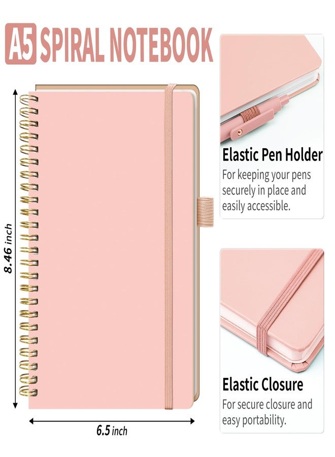 YOXMJDB A5 Lined Spiral Notebook with Pen Holder, 140 Pages Hardcover Journal for Women, To Do List Planner for Work, Bible Study & Meetings (A5, Pink) - Image 2