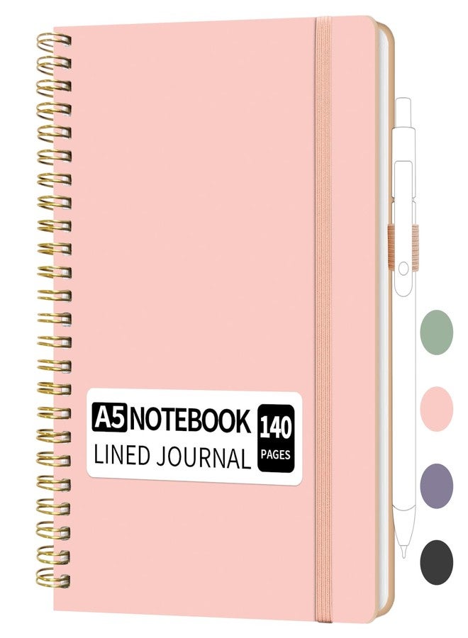 YOXMJDB A5 Lined Spiral Notebook with Pen Holder, 140 Pages Hardcover Journal for Women, To Do List Planner for Work, Bible Study & Meetings (A5, Pink) - Image 1