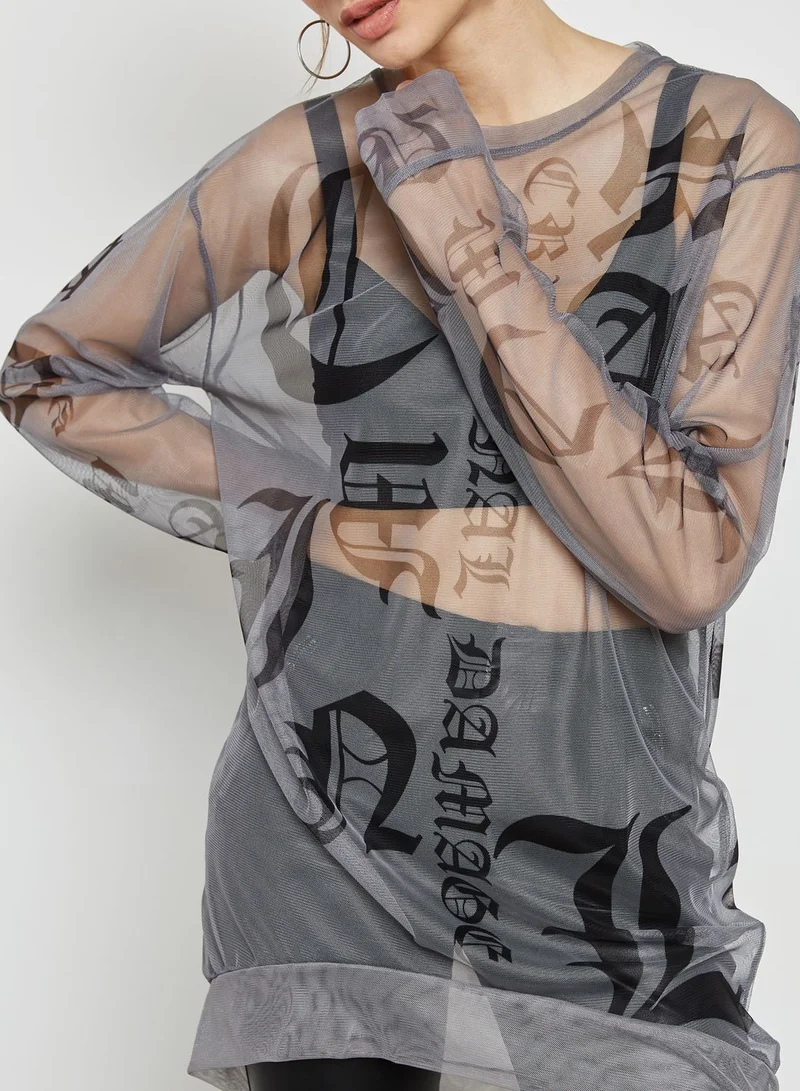 CRIMINAL DAMAGE Longline Slogan T-Shirt