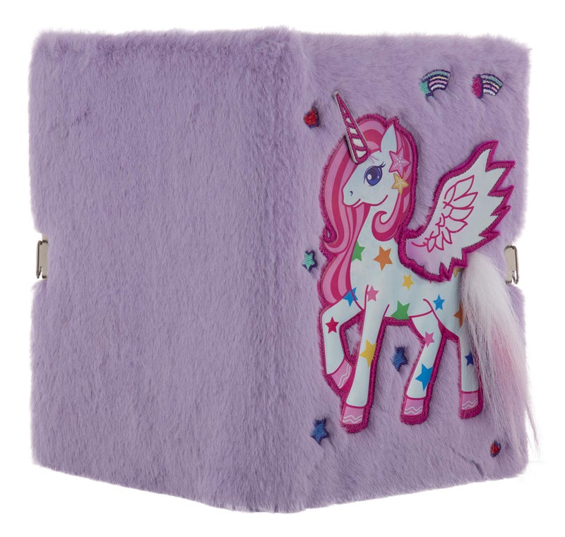 Mirada Whimsical Unicorn Plush Notebook with Lock – Cute Soft Plush Diary for Study & Writing, Stylish Journal for School & Home, Birthday & X’mas Gift - Image 5