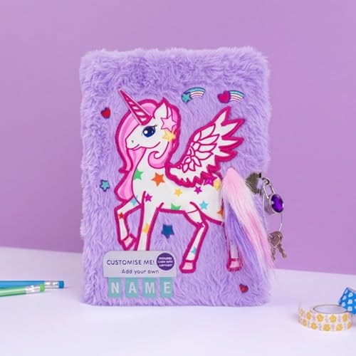 Mirada Whimsical Unicorn Plush Notebook with Lock – Cute Soft Plush Diary for Study & Writing, Stylish Journal for School & Home, Birthday & X’mas Gift - Image 2
