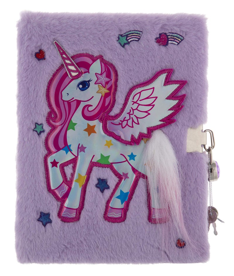 Mirada Whimsical Unicorn Plush Notebook with Lock – Cute Soft Plush Diary for Study & Writing, Stylish Journal for School & Home, Birthday & X’mas Gift - Image 1