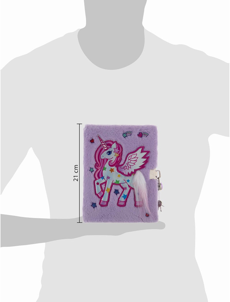 Mirada Whimsical Unicorn Plush Notebook with Lock – Cute Soft Plush Diary for Study & Writing, Stylish Journal for School & Home, Birthday & X’mas Gift - Image 3