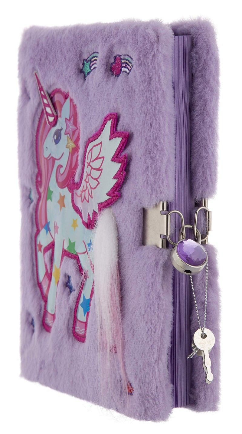 Mirada Whimsical Unicorn Plush Notebook with Lock – Cute Soft Plush Diary for Study & Writing, Stylish Journal for School & Home, Birthday & X’mas Gift - Image 4