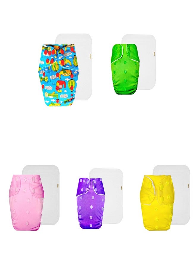 Dumbledo Premium Cloth Diaper with Cotton Insert (Pack of 5) | Hypoallergenic | Reusable & Washable | Easy to Clean | Ideal for Toddlers | 3 Months - 3 Years | Unisex Baby - Image 1