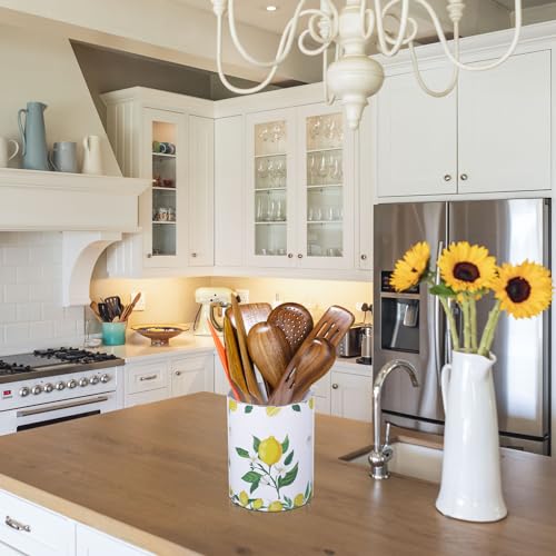Yoande Kitchen Decorations Utensil Holder Acrylic Utensil Crock Spoon Kitchen Organizer for Countertop Coffee Spoon Holder Jar for Cooking Tools (Lemon) - Image 5
