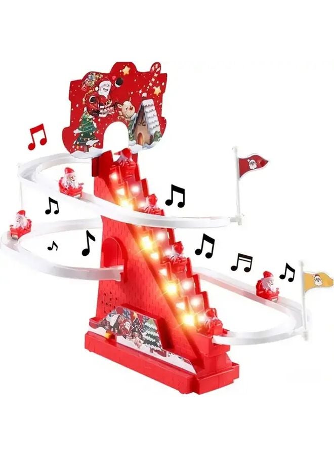 Santa Claus Slide Toy With 9 Cars Interactive Electric Climbing Playset Lights Music - Image 4