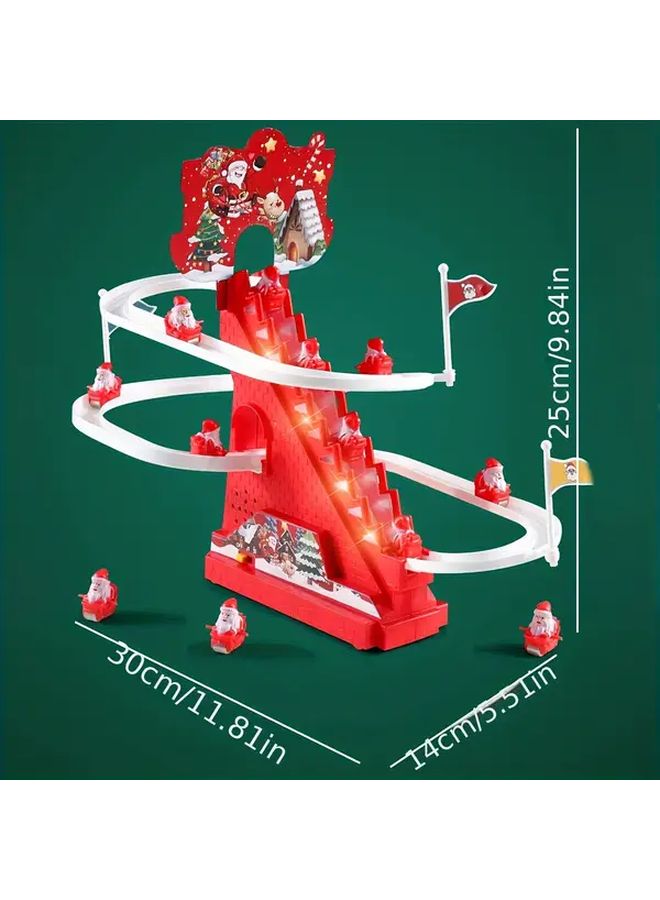 Santa Claus Slide Toy With 9 Cars Interactive Electric Climbing Playset Lights Music - Image 5