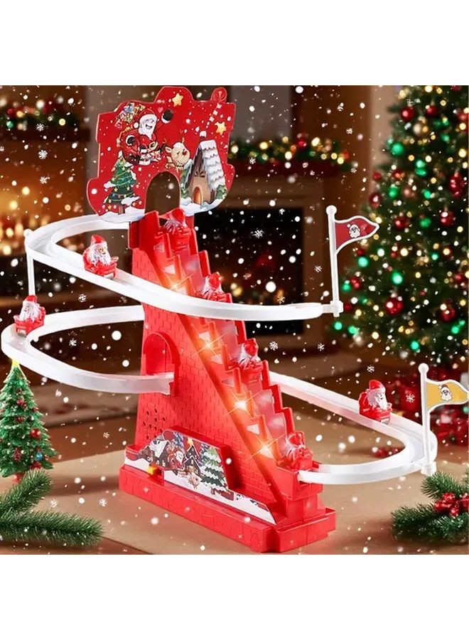 Santa Claus Slide Toy With 9 Cars Interactive Electric Climbing Playset Lights Music - Image 2