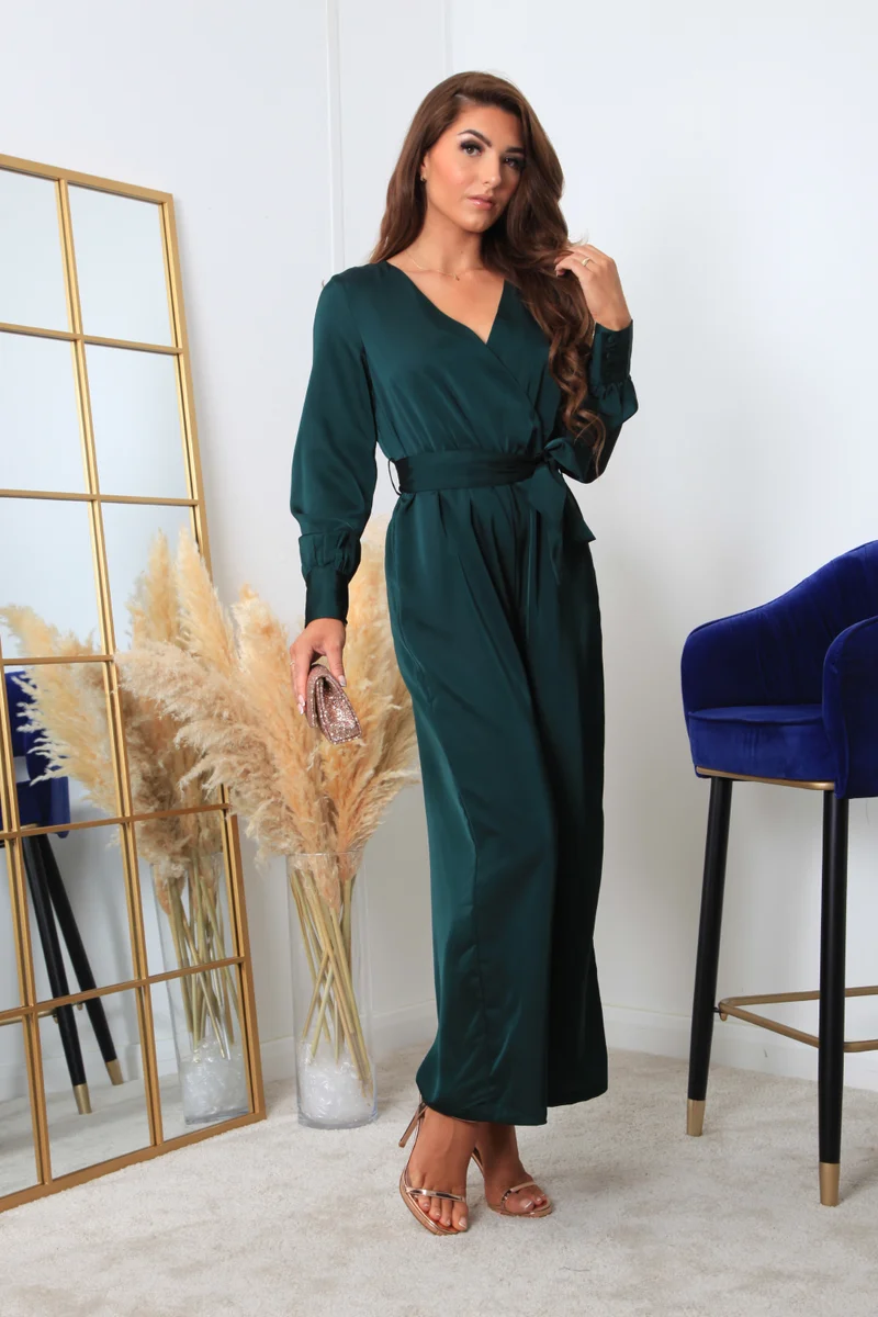 Double Second Lux Satin Wrap Jumpsuit