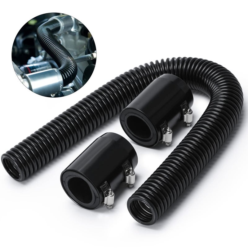Hypertune 24 Stainless Steel Radiator Flexible Coolant Water Hose Kit WCap Clamp Black