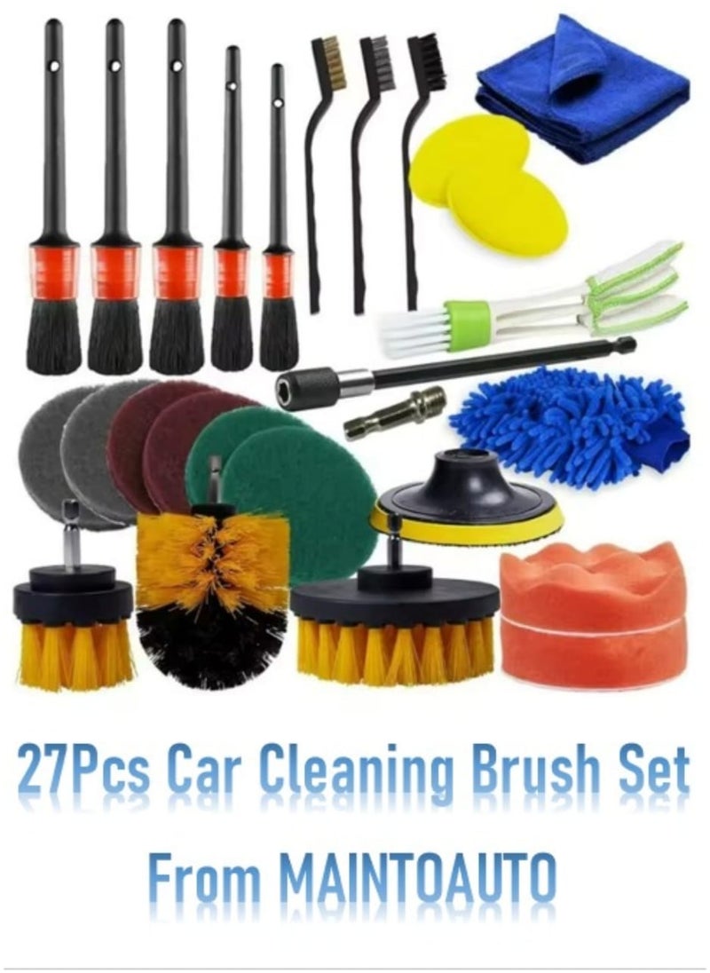 MAINTO AUTO Car Cleaning Detailing Brushes Set, 27 Pieces, Auto Detailing Brush Set, Car Cleaning Kit for Car Wash.  - Image 1