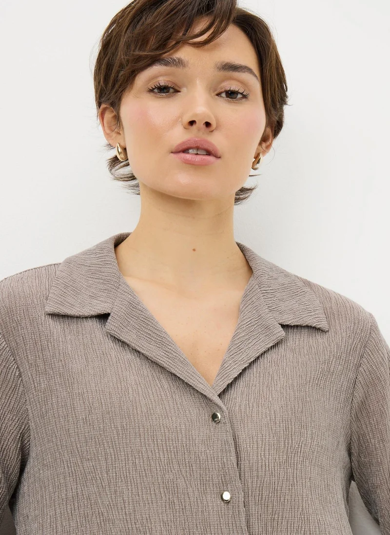 Matalan Taupe Textured Co Ord Shirt