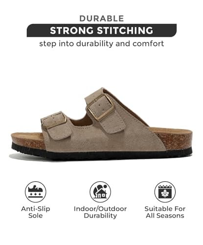 Project Cloud Genuine Leather Flat Sandals Women 2025 Beach Essentials Womens Sandals Memory Foam Vacation Essentials Slides for Women Footwear (Venita, taupsu, 7) - Image 3