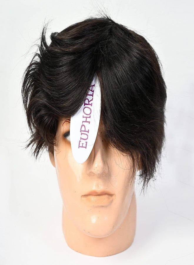 EUPHORIA® 10x7 Original FINE R MONO Hair Patch for Men 100% Natural Black Human Hair Wig Install with Hair Toupee Tape, Clips or Glue - Image 3