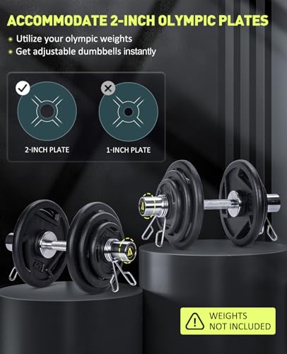 AboveGenius 16" Olympic Dumbbell Handles, Solid Steel Loadable Weight Bars for 2-Inch Plates, Adjustable Home Gym Strength Training Equipment (Includes 4 Spring Collars) - Image 3