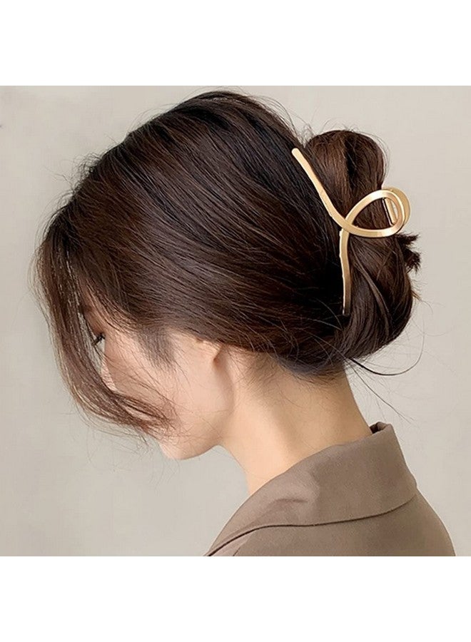 DIUEWOW Large Metal Hair Claw For Women With Pearls 4.3 Inch Nonslip Hair Clips Thick Hair Threaded Gold Claw Clips Shining Strong Crab Claws Cross Hair Barrettes 2 Pack (Matte Gold+Pearl Gold ) - Image 4