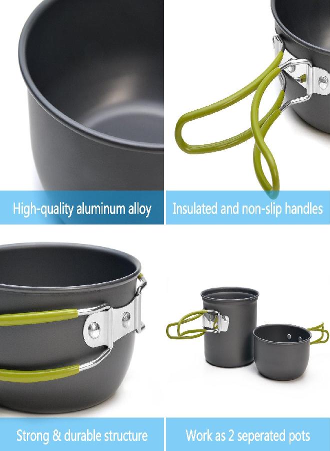 Odoland Camping Cookware Stove Carabiner Canister Stand Tripod And Stainless Steel Cup, Tank Bracket, Fork Spoon Kit For Backpacking, Outdoor Camping Hiking And Picnic,Green - Image 3