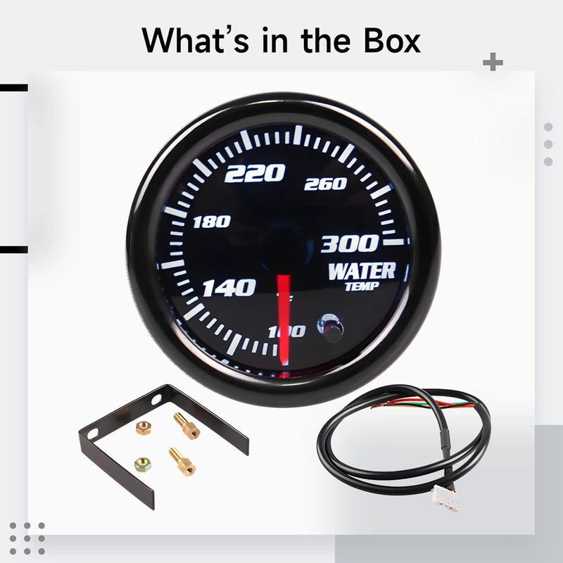 12V 2 Automotive Temp Gauge, Led Display, Wide 100°F-300°F Range, 7-Color Backlight, Water Coolant Temp, Easy Mount - Image 5