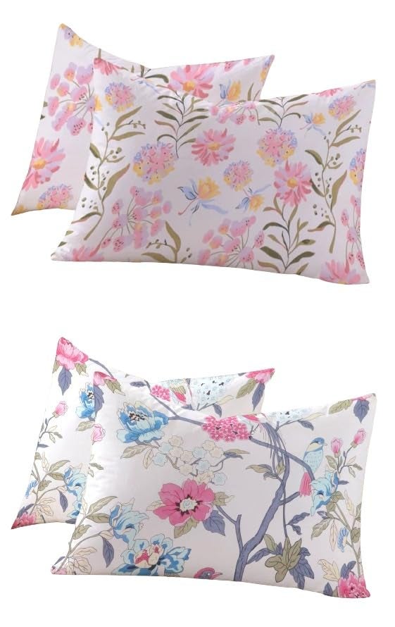 RD TREND® Glace Cotton Assorted Pillow Cover Set of 2 (4 Pcs) – Premium 210 TC, Standard Size 18"x28" | Soft & Breathable Floral Printed Design for Bedroom |Multi-6 - Image 1