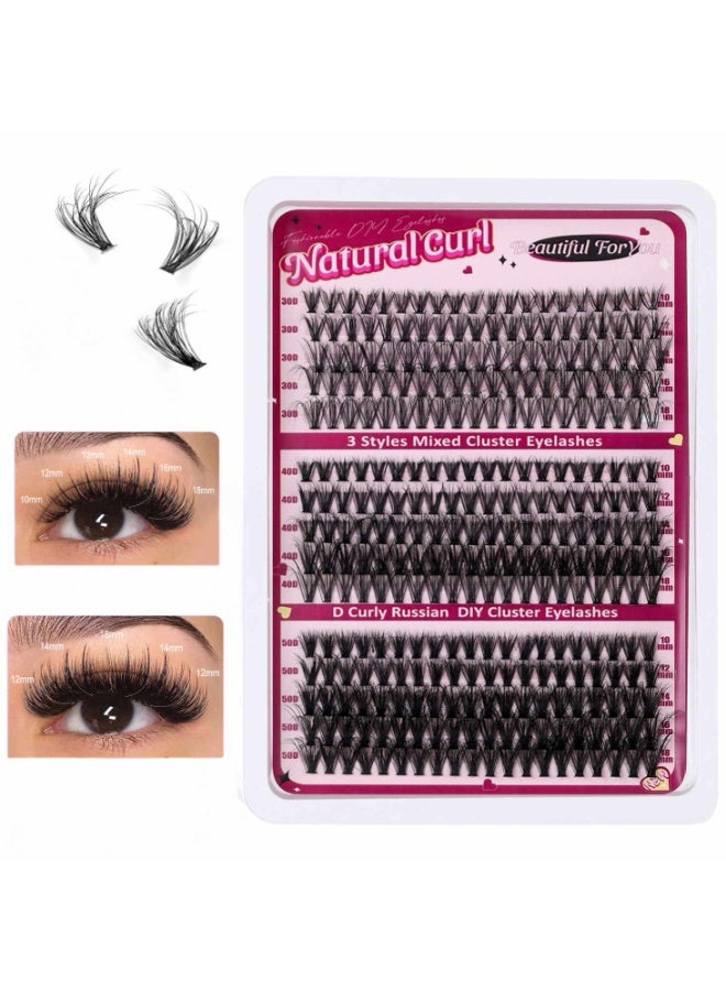 جوسكوين 300 مجموعة من الرموش الصناعية الجديدة بتصميم DIY مقسم، كثافة 30D، 40D، 50D، رموش مقلدة كثيفة ومجعدة بتصميم D-Curve، الخيار المثالي لعينيك الرائعتين. - Image 1