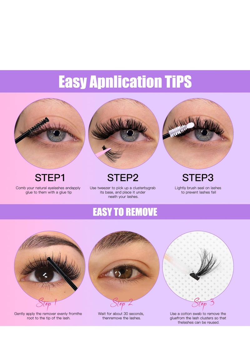 JOSQUEWNN - 300 Clusters New DIY Segment False Eyelashes, 30D, 40D, 50D Large Capacity D-Curve Messy Dense Curled Imitation Eyelashes, The Perfect Choice for Stunning Eyes - Image 1