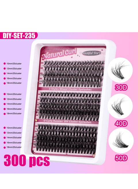 300 Clusters New DIY Segment False Eyelashes, 30D, 40D, 50D Large Capacity D-Curve Messy Dense Curled Imitation Eyelashes, The Perfect Choice for Stunning Eyes
